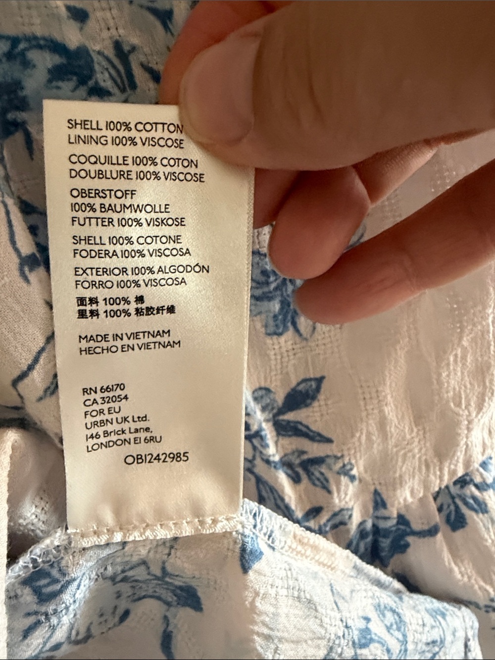 Free People Cream Tunic Dress with Blue Floral Print - Picture 4 of 4